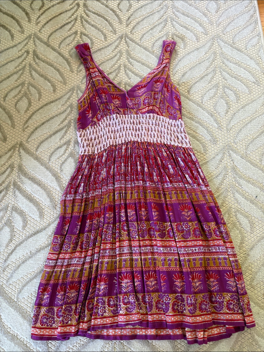 Shoreline Purple And Pink Boho Smocked Sundress